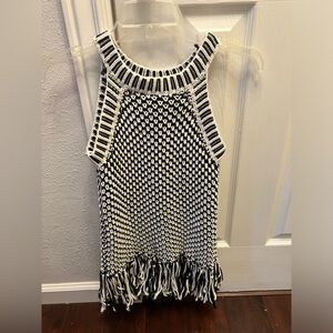 WHISTLES black white fringe tank top S